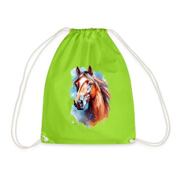 Aqaurell Pferd Design - Turnbeutel - Neongrün - Vorne
