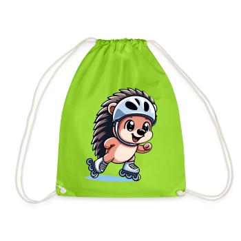 Speedy Hedgehog: Roller Skating Champion - Drawstring Bag - neon green - Front