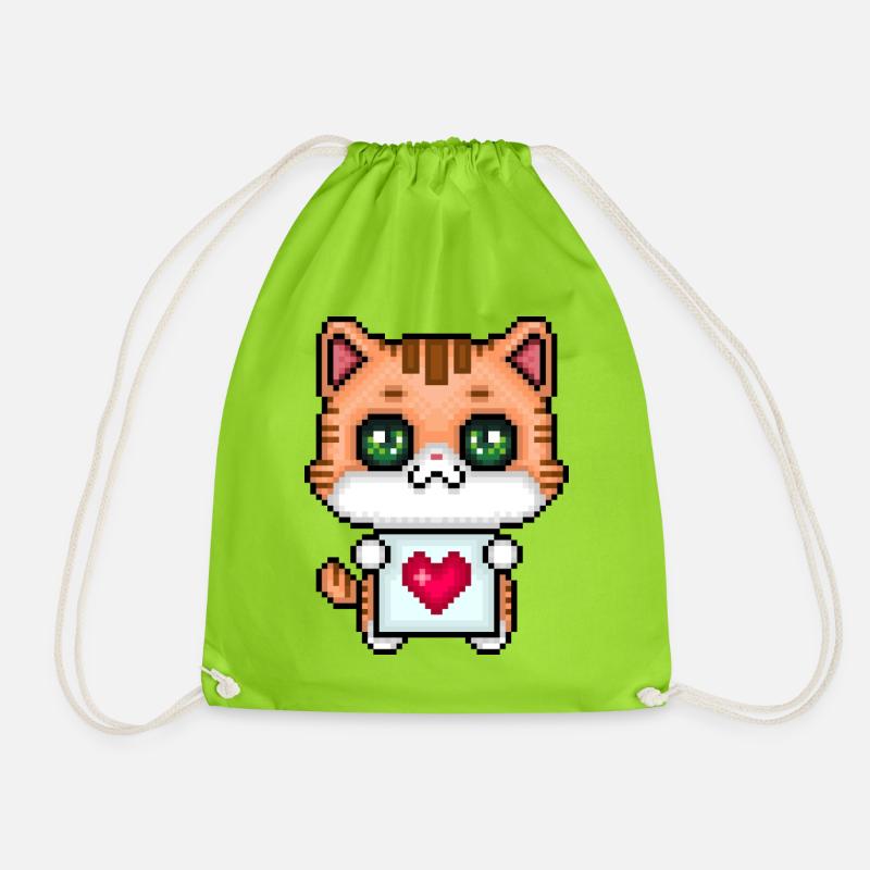 Chaton aimant les pixels - Sac de sport léger - vert néon