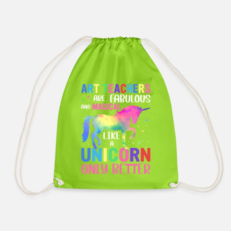 Bunte Einhorn-Kunst, die Lehrer lieben - Turnbeutel - Neongrün