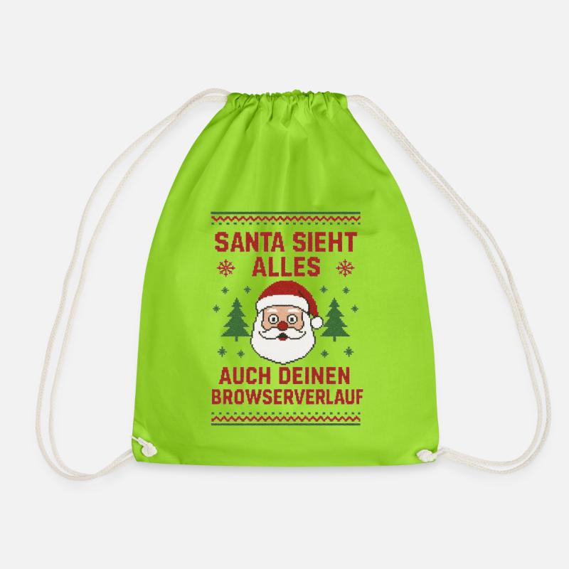 Santa sees everything - Drawstring Bag - neon green
