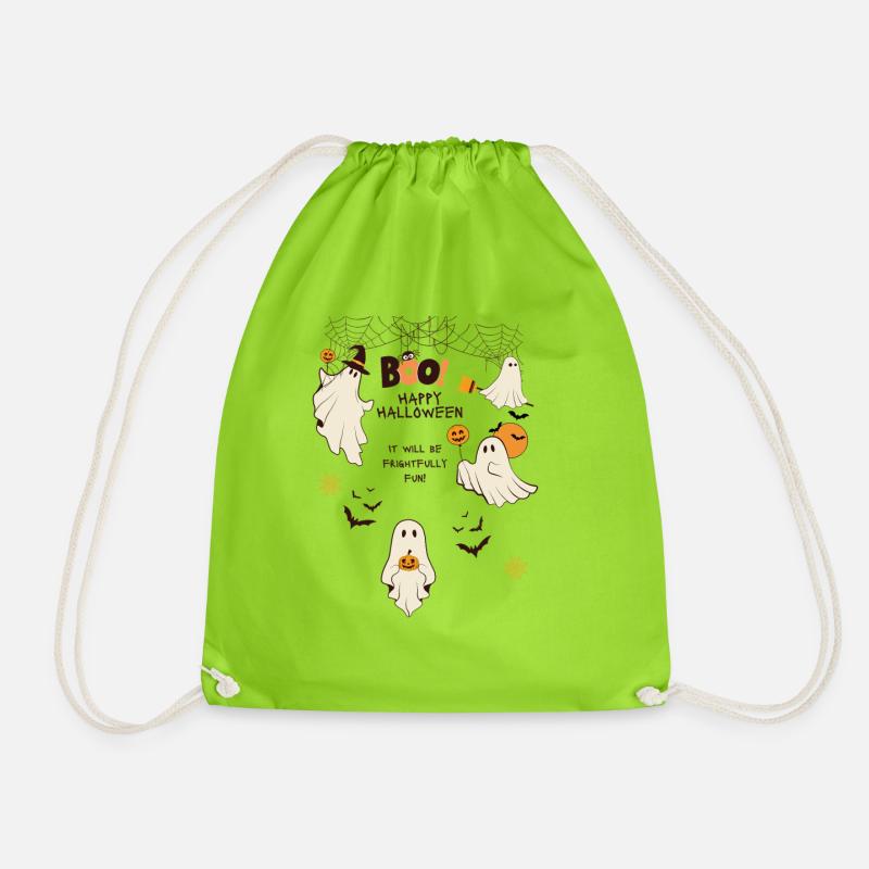 Frightfully Fun Ghosts – Cute Halloween Cartoon  - Turnbeutel - Neongrün
