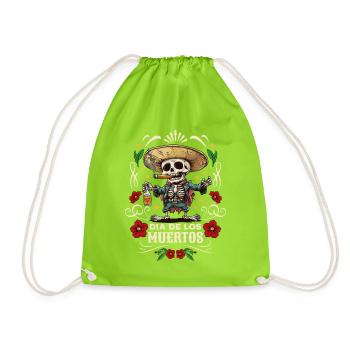 Dia De Los Muertos Totenkopf Totenschädel Tequilla - Turnbeutel - Neongrün - Vorne