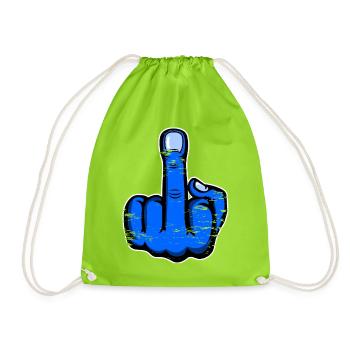 Majeur doigt puant doigt design bleu utilisé - Sac de sport léger - vert néon - Devant