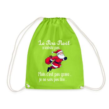Le Père Noël n'existe pas T-shirt enfant - Sac de sport léger - vert néon - Devant