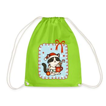 Chat à Noël - Sac de sport léger - vert néon - Devant