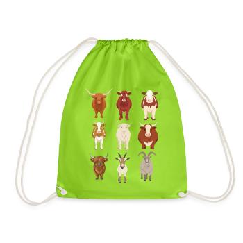 Vaches idée cadeau  - Sac de sport léger - vert néon - Devant