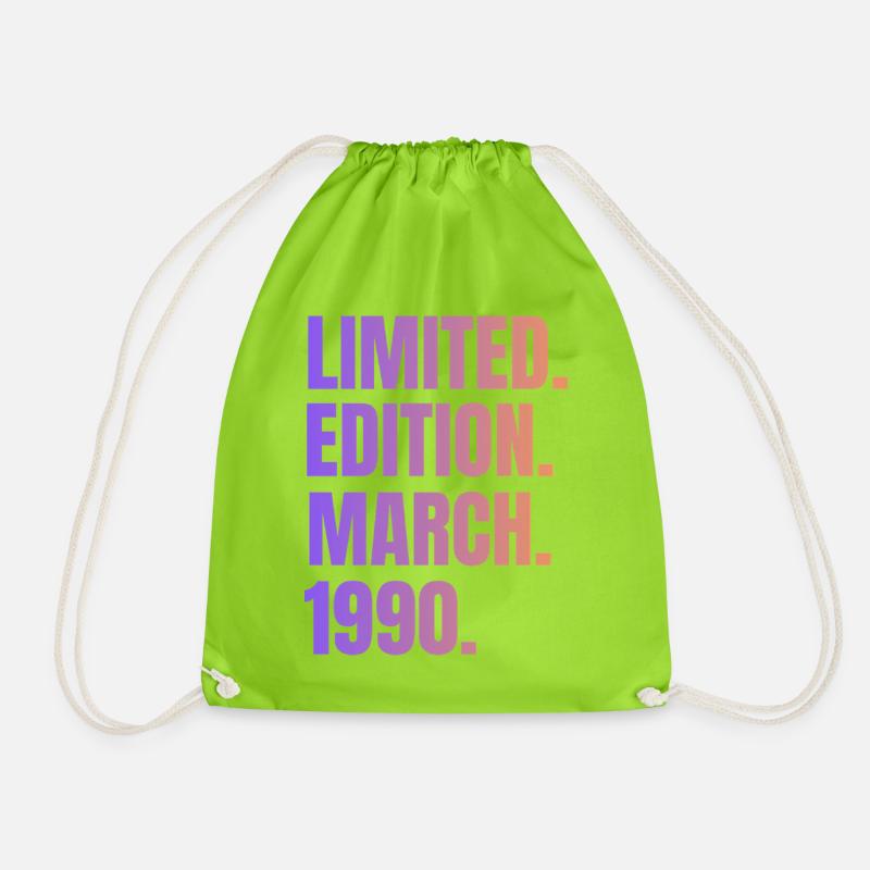Limited Edition March 1990 - Drawstring Bag - neon green