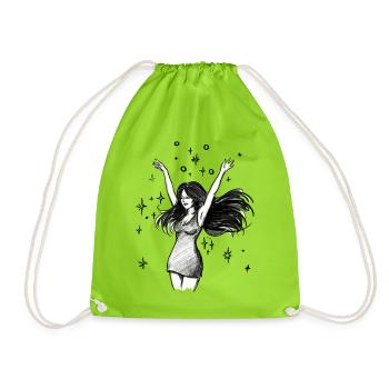 Dancing Woman Empowerment - Illustration - Drawstring Bag - neon green - Front