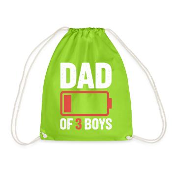 Emblème de la batterie du père de 3 garçons - Sac de sport léger - vert néon - Devant