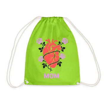 Anatomical Heart Roses Mom - Drawstring Bag - neon green - Front
