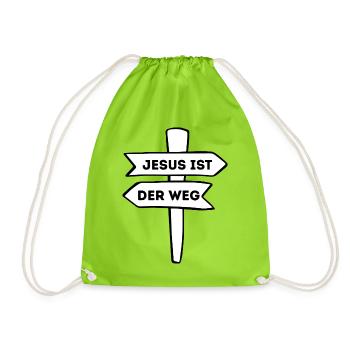 Jesus ist der Weg – Christliches Design - Turnbeutel - Neongrün - Vorne