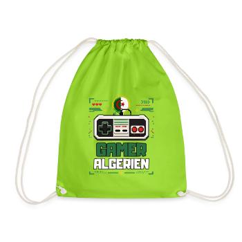Algerische Gamer-Pixelkunst – Retro-Gaming Algerien - Turnbeutel - Neongrün - Vorne