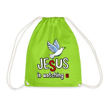 Jesus is watching u - Turnbeutel - Neongrün - Vorne