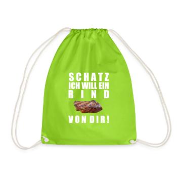 Schatz, ich will ein Rind von dir - Turnbeutel - Neongrün - Vorne