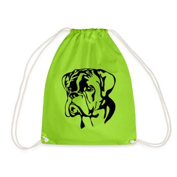 BOXER PORTRAIT Wilsigns chien chiens - Sac de sport léger - vert néon - Devant