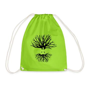 Yoga Meditation, Baum mit Wurzeln - Turnbeutel - Neongrün - Vorne