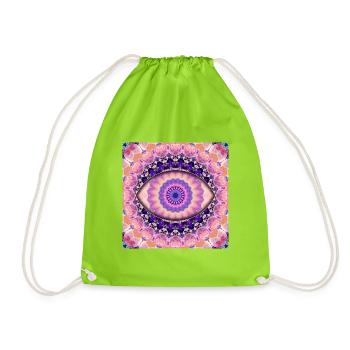 Kaleidoskopisches Augenmandala - Turnbeutel - Neongrün - Vorne