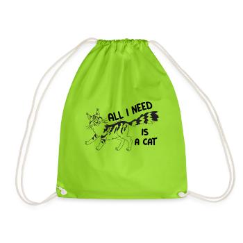 Chat Maine Coon avec citation All I need is a cat - Sac de sport léger - vert néon - Devant