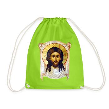 Low-Poly Jesus Icon - Drawstring Bag - neon green - Front