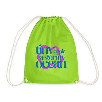 Tiny ripple in a stormy ocean (pink background) - Drawstring Bag - neon green - Front