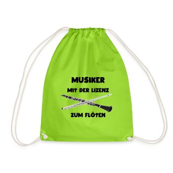 Die Flöten Lizenz haben Flötenspieler im Orchester - Turnbeutel - Neongrün - Vorne