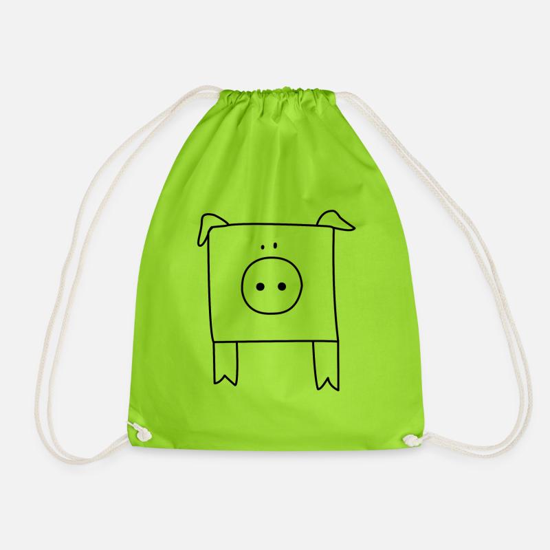 Schwein - Turnbeutel - Neongrün