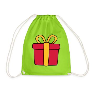 Geschenk - Frohe Weihnachten, Merry Cristmas, Xmas - Turnbeutel - Neongrün - Vorne