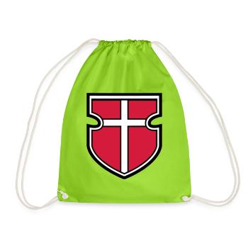 coat of arms shield knight crusader crusade cross go - Drawstring Bag - neon green - Front