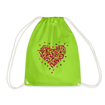Valentine's Day Small Hearts Spray Can - Drawstring Bag - neon green - Front