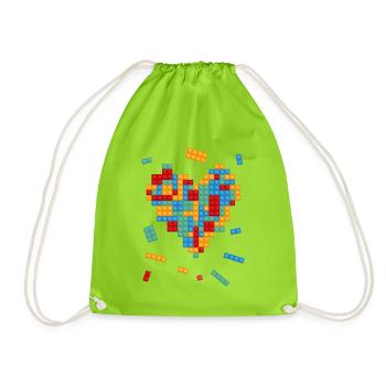 La Saint-Valentin coeur blocs de construction constructeur architecte - Sac de sport léger - vert néon - Devant