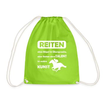 Reiten Spruch Ohne Bügel Ohne Talent Reitschüler - Turnbeutel - Neongrün - Vorne
