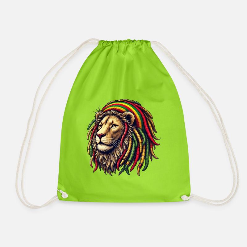 Rasta Löwe - Turnbeutel - Neongrün