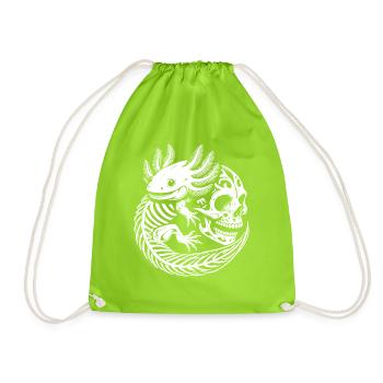 Axolotl et crâne - Sac de sport léger - vert néon - Devant