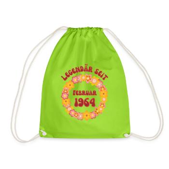 Legendär seit Februar 1964 Geboren Geburtstag - Turnbeutel - Neongrün - Vorne