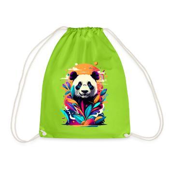 Panda Japan Asia - Panda Bear Colorful - Drawstring Bag - neon green - Front