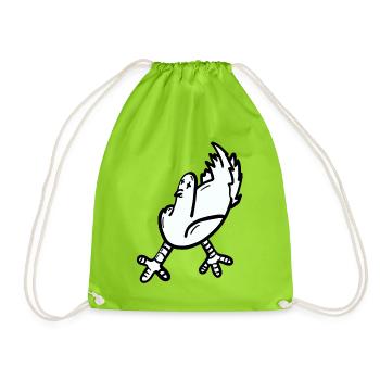 Expressive cartoon chicken print - Drawstring Bag - neon green - Front