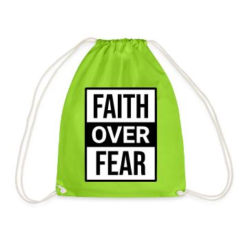 Text Glaube Über Angst Motivation Religion T-Shirt - Turnbeutel - Neongrün - Vorne
