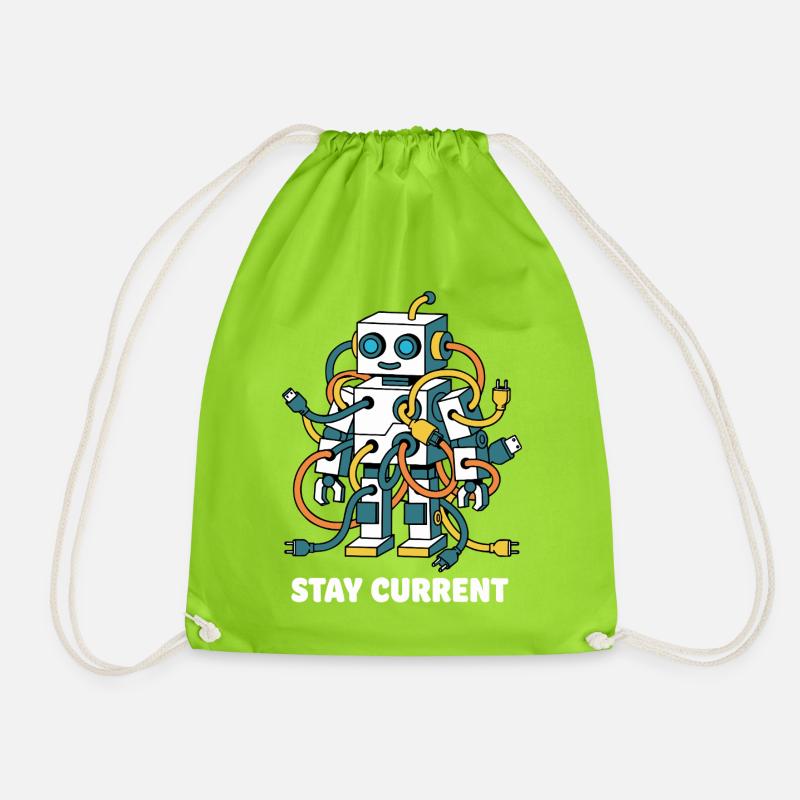 Stay Current Roboter Kabelkunst - Turnbeutel - Neongrün