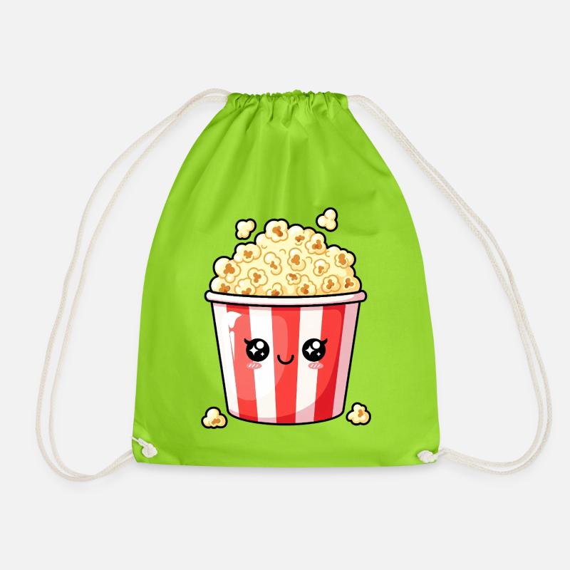 Kawaii Popcorn Bucket - Drawstring Bag - neon green