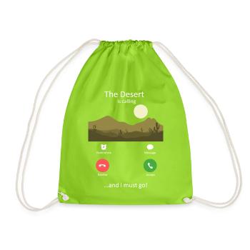 The Desert Is Calling Outdoor Hiking Adventure - Drawstring Bag - neon green - Front
