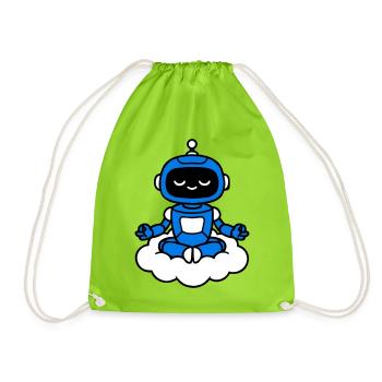AI Human Fan Club Hovering Robot - Drawstring Bag - neon green - Front