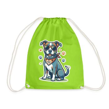 Pitbull cool en lunettes de soleil - Pitbull Love Dog mignon - Sac de sport léger - vert néon - Devant