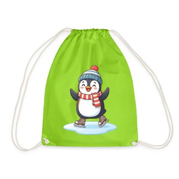 Eistanz-Pinguin-Charme - Turnbeutel - Neongrün - Vorne