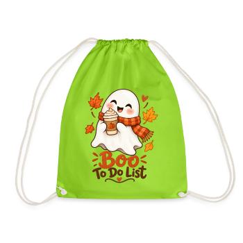 Boo To Do Liste Geist im Herbst - Turnbeutel - Neongrün - Vorne