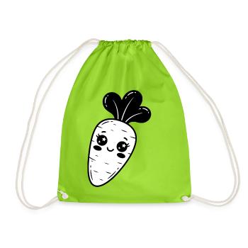 Stern-Kawaii-Karotte - Turnbeutel - Neongrün - Vorne