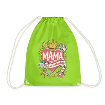 Mama Chefin vom Familienchaos - Turnbeutel - Neongrün - Vorne