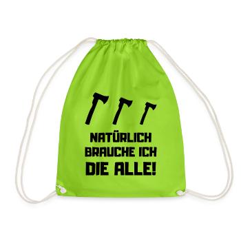 Männer Holzmachen Axt Sammlung Holz - Turnbeutel - Neongrün - Vorne