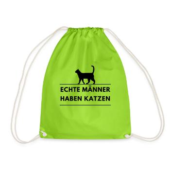 Echte Männer Haben Katzen Cat Dad - Turnbeutel - Neongrün - Vorne