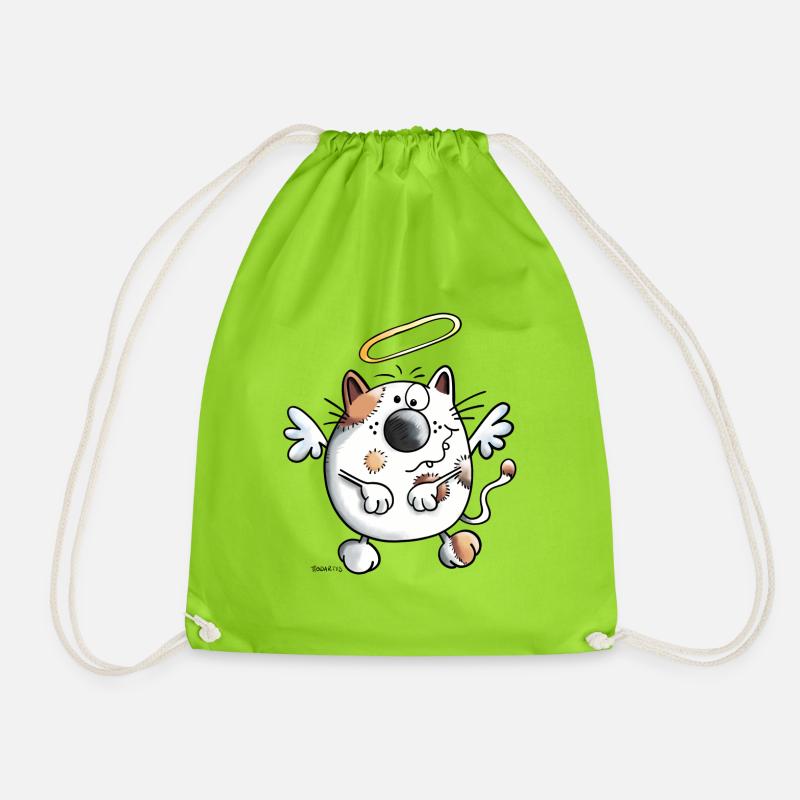 Schutzengel Katze Engel Cartoon  - Turnbeutel - Neongrün